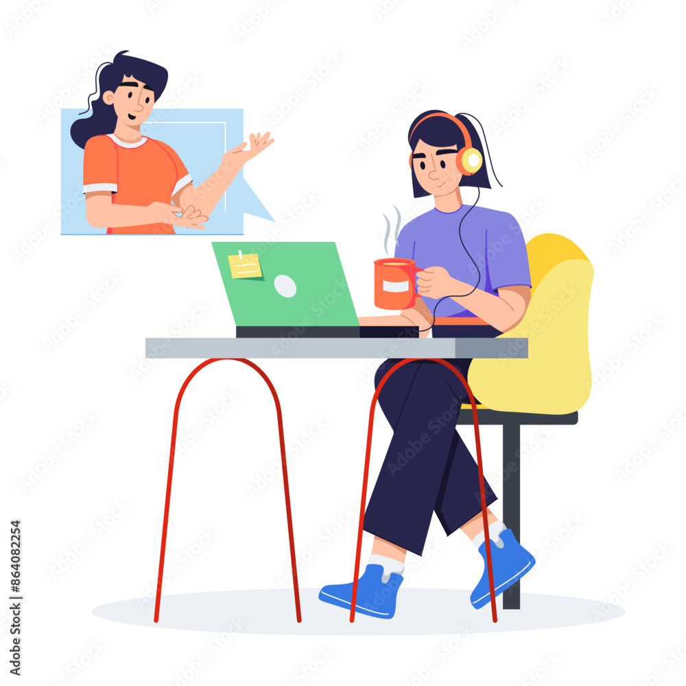 Online client support illustration in flat style Online client support illustration in flat style