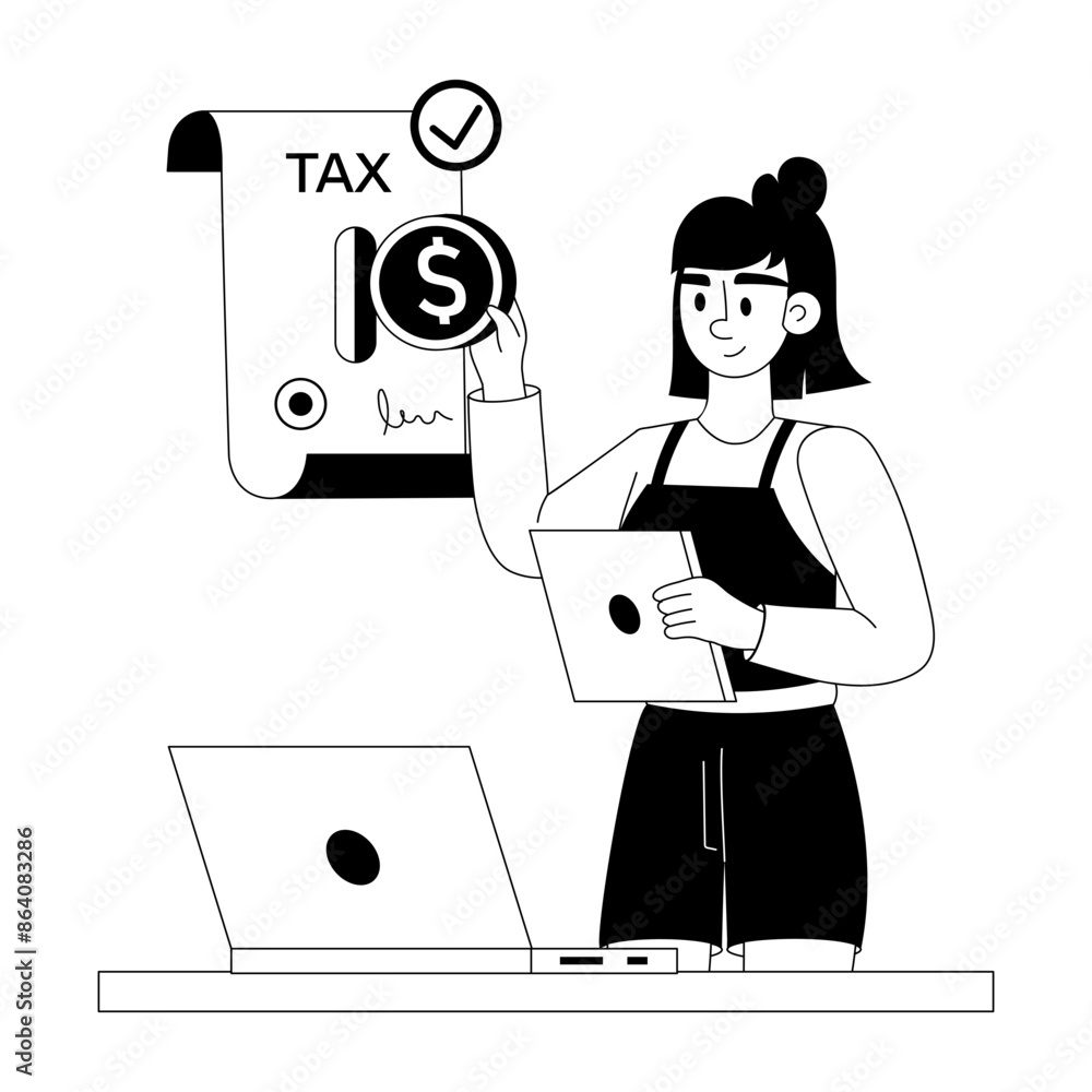 Online tax payment illustration designed in glyph style Online tax payment illustration designed in glyph style