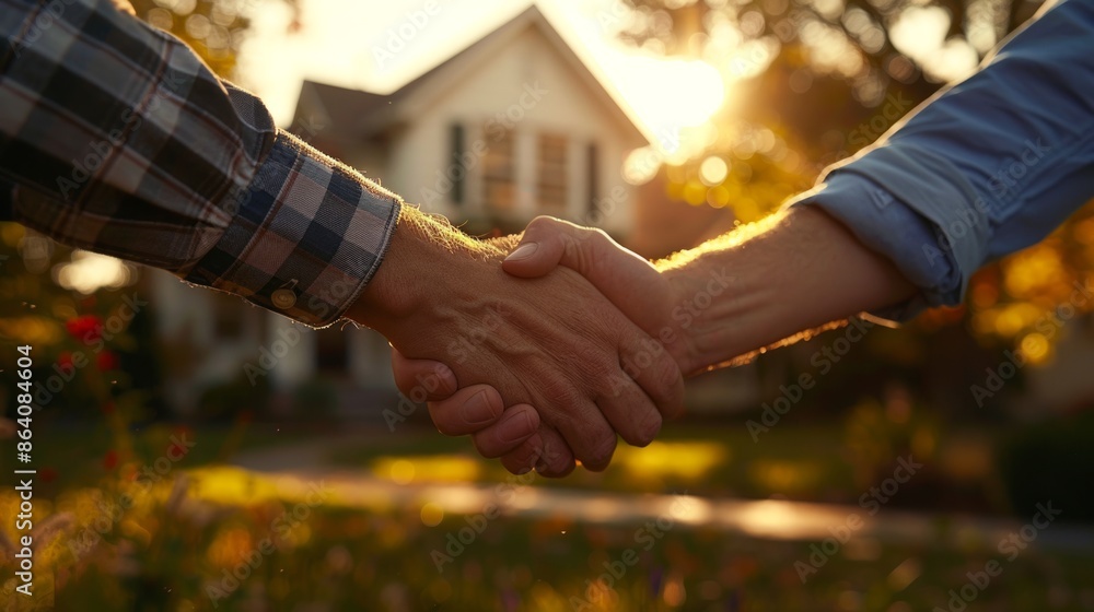 Handshake Between Two People in Front of House