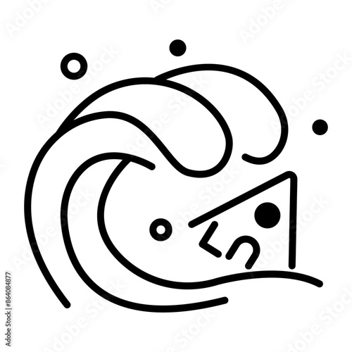 Outline style icon of tsunami natural disaster 