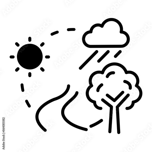 An outline style icon of ecosystem 