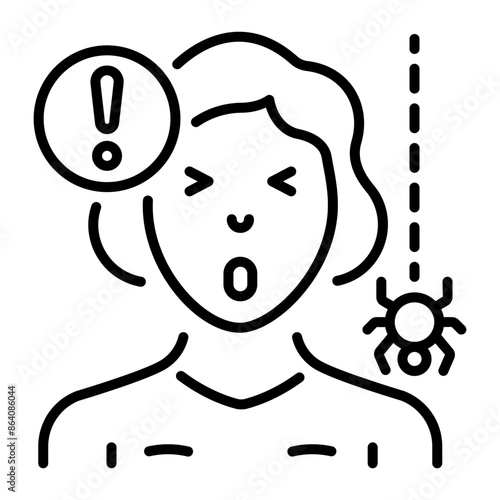Line style icon showing person with arachnophobia