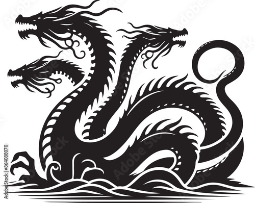 Hydra silhouette vector style design   black color . white color background