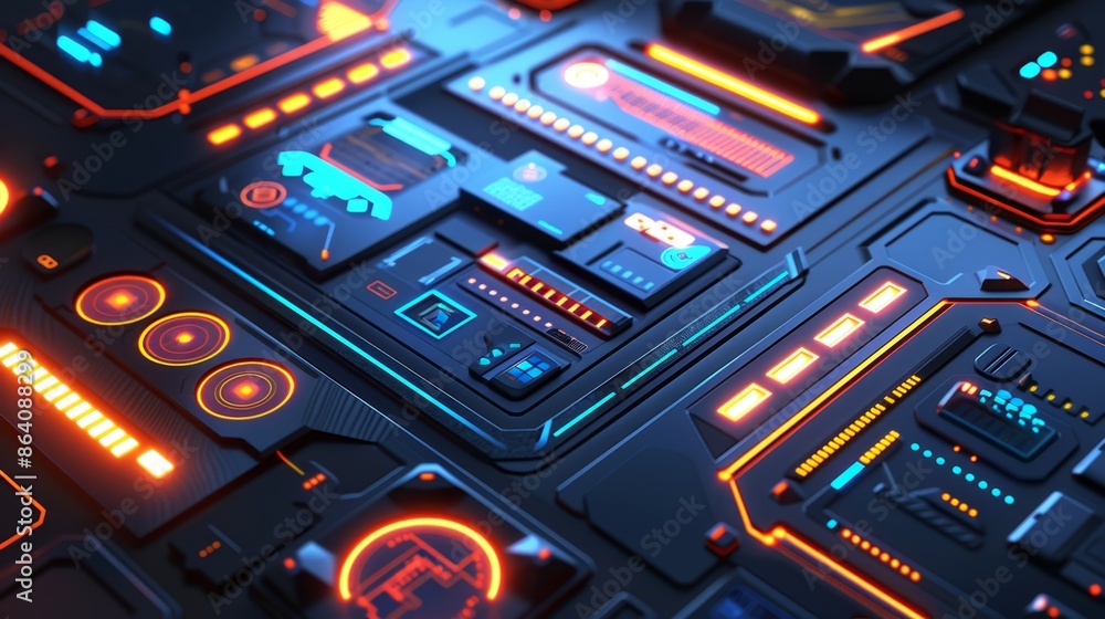 Futuristic Circuit Board with Glowing Neon Lights and Advanced Technology Interface Futuristic Circuit Board with Glowing Neon Lights and Advanced Technology Interface
