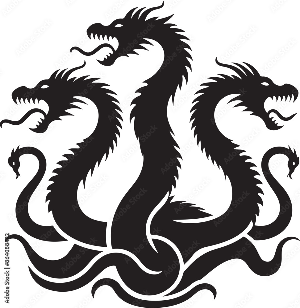 Fotografie Hydra silhouette vector style design   black color