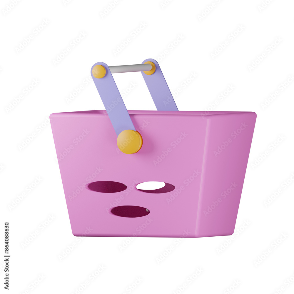 Shopping basket online e-commerce 3D icon isolated on white background Shopping basket online e-commerce 3D icon isolated on white background