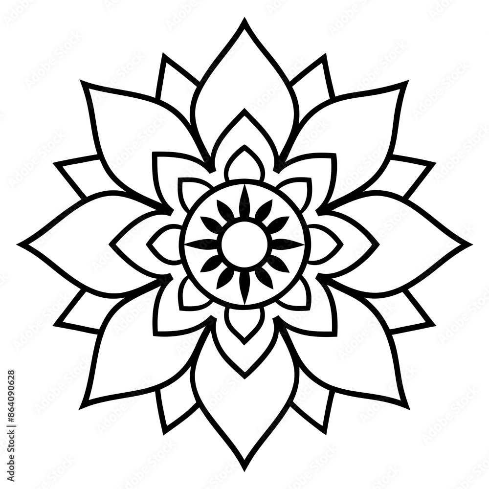 Naklejka premium Black Mandala Line Art Vector Design