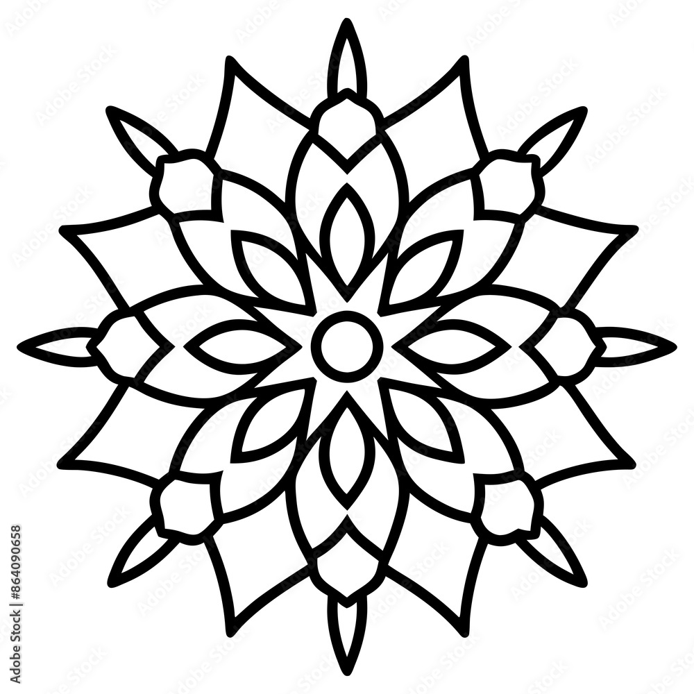 Obraz premium Black Mandala Line Art Vector Design