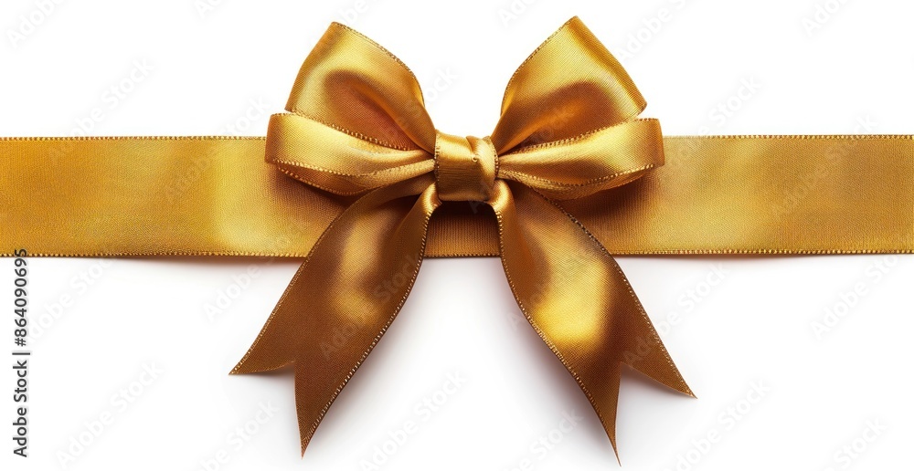 Golden Bow Isolated on White Background