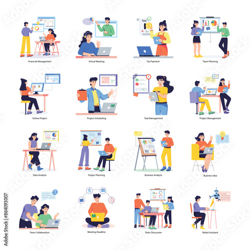 Collection of Project Planning Flat Illustrations 

