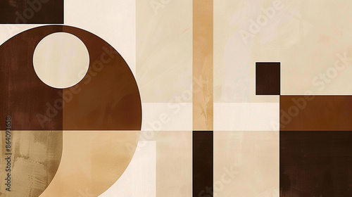 Brown and beige Suprematism art background 