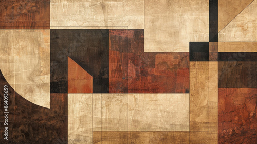 Brown and beige Suprematism art background 
