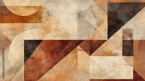 Brown and beige Suprematism art background 