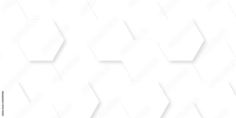 Fototapeta premium Abstract background with hexagonal geometric hexagon polygonal pattern background. 3d seamless bright white web cell and triangle abstract honeycomb background. white and gray backdrop wallpaper.