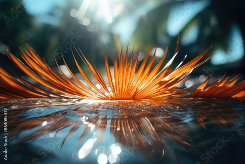 Beautiful Tropical Mar and Sea Palm with Coconut Palmeira at Sun Sun Time Backgr, generative IA photo