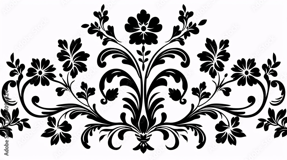 Black silhouette of a lily of the valley, isolated on white background Black silhouette of a lily of the valley, isolated on white background