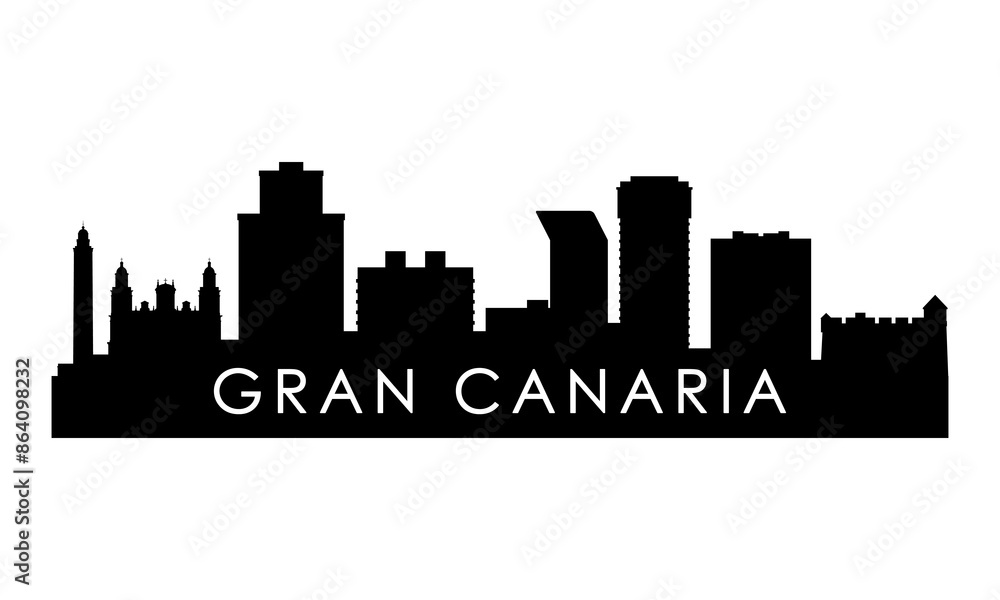 Gran Canaria skyline silhouette. Black Gran Canaria city design isolated on white background. Gran Canaria skyline silhouette. Black Gran Canaria city design isolated on white background.