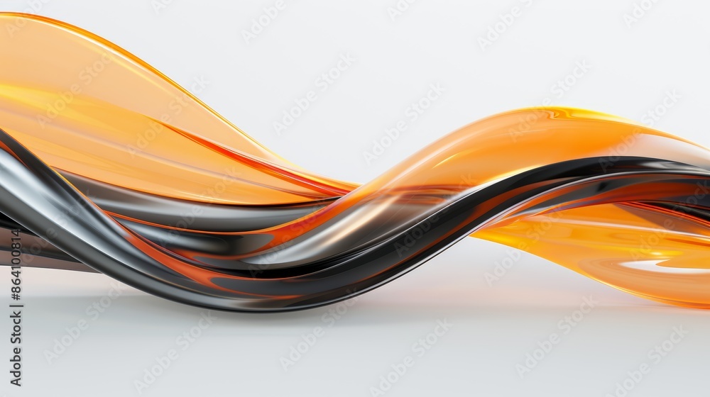 Fototapeta premium Dynamic abstract image with fiery orange and black shapes, flowing and intertwining, close-up view, great for impactful and modern design projects