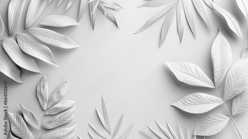 White background with minimalist flower patterns., Free copyspace for text White background with minimalist flower patterns., Free copyspace for text