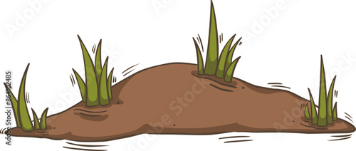 grass on soil mound border illustration for decoration on nature scene.