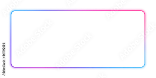Square rectangular frame with two color neon motion graphics on isolated transparent background in PNG and vector format. Blank copy space in the middle. 