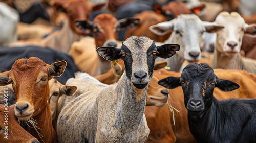 Group of Livestock for Sale as Sacrificial Animals Stock Photo