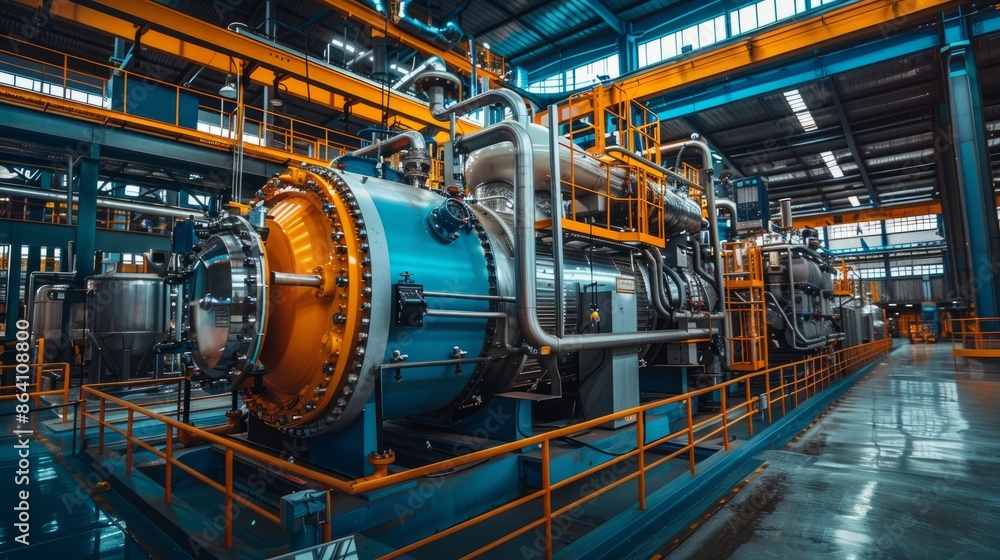 Industrial machinery in a modern factory setting Industrial machinery in a modern factory setting