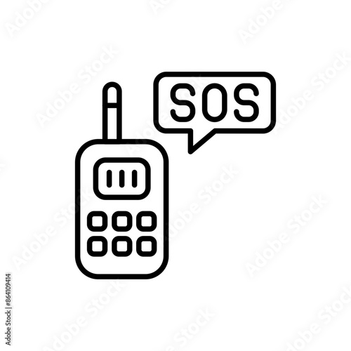 SOS call outline icons, minimalist vector illustration ,simple transparent graphic element .Isolated on white background