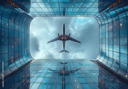 An airplane flying above a ...