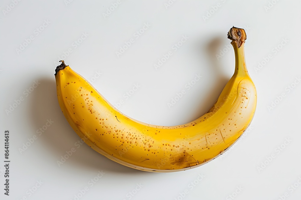 Ripe Banana with Brown Spots on a White Background