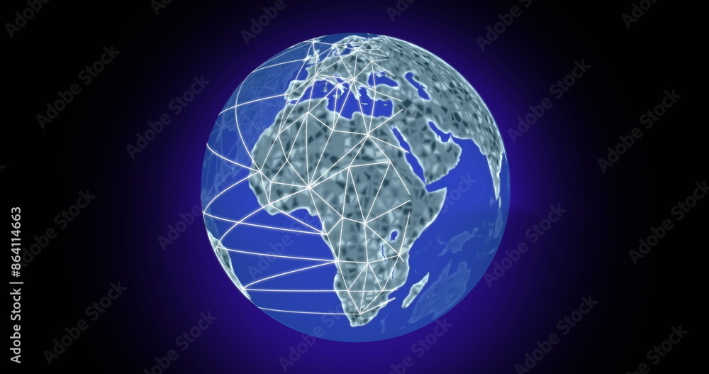 Obraz premium Image of globe with network of connections on black background
