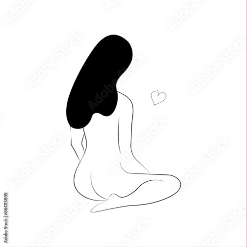 line art girl