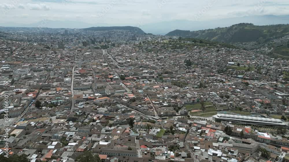 City of Quito, Ecuador seen. from the sky, drone footage City of Quito, Ecuador seen. from the sky, drone footage