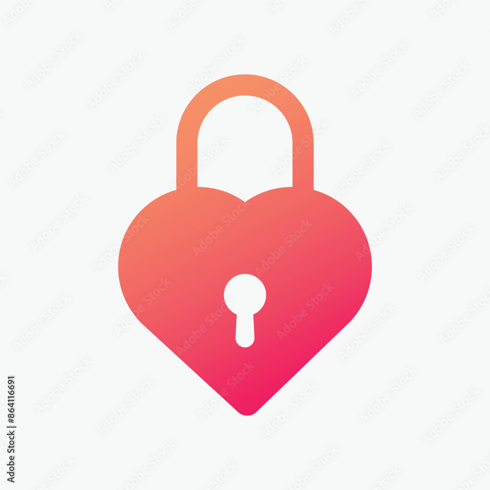 Modern minimal heart shape padlock vector illustartion Modern minimal heart shape padlock vector illustartion