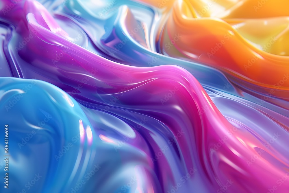 Fototapeta premium Vivid Abstract Waves of Colorful Liquid