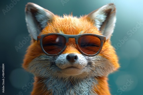 Cool Fox Wearing Sunglasses with a Confident Smile © Valentin