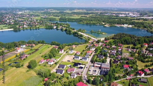 Aerial view of Na Piaskach Reservoir, known as Kryspinów Reservoir, in Budzyn, Poland photo