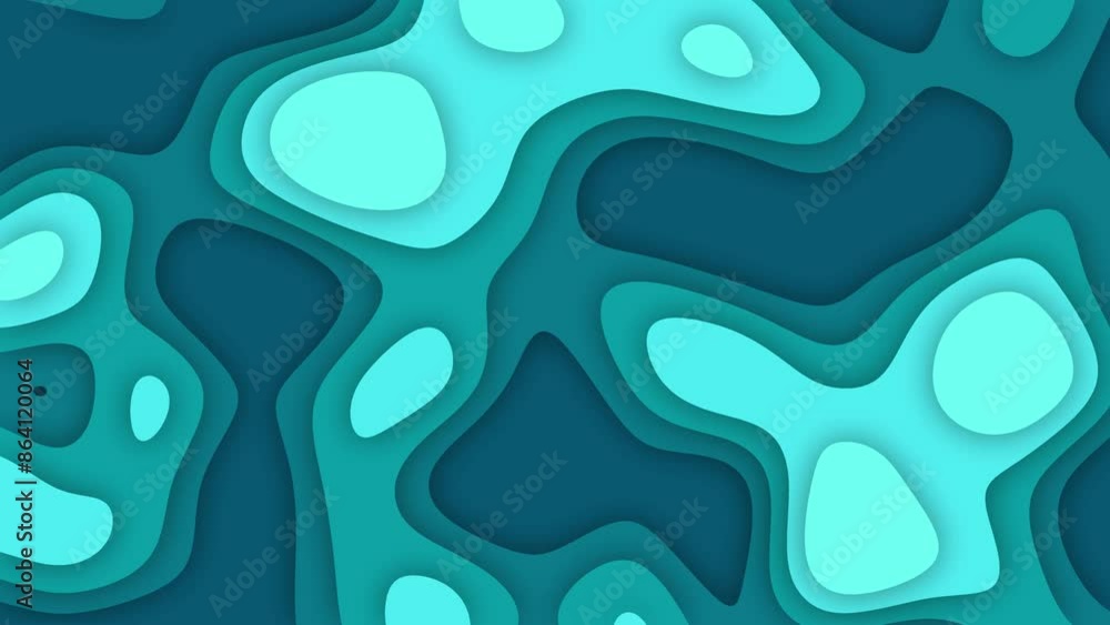 Abstract cyan liquid paper cut animation Abstract cyan liquid paper cut animation