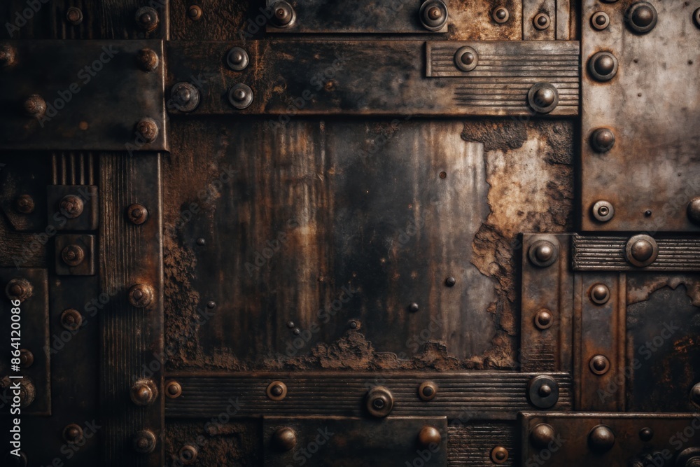 Fototapeta premium Grunge background with a distressed metal texture, evoking a sense of wear and age.