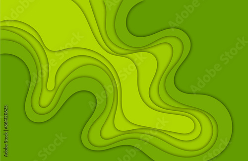 Green abstract paper cut background. Paper art style design concept. Vector illustration. Eps10