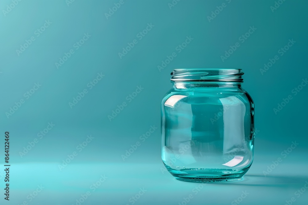 Minimalist Glass Jar on a Turquoise Background Minimalist Glass Jar on a Turquoise Background