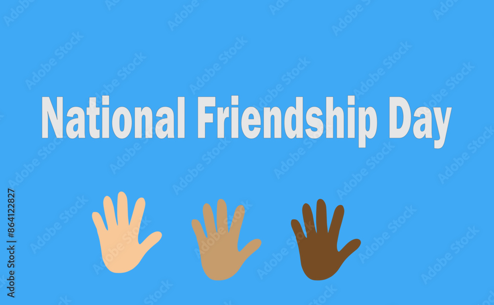 three palms on a blue background text national friendship day, three palms on a blue background text national friendship day,