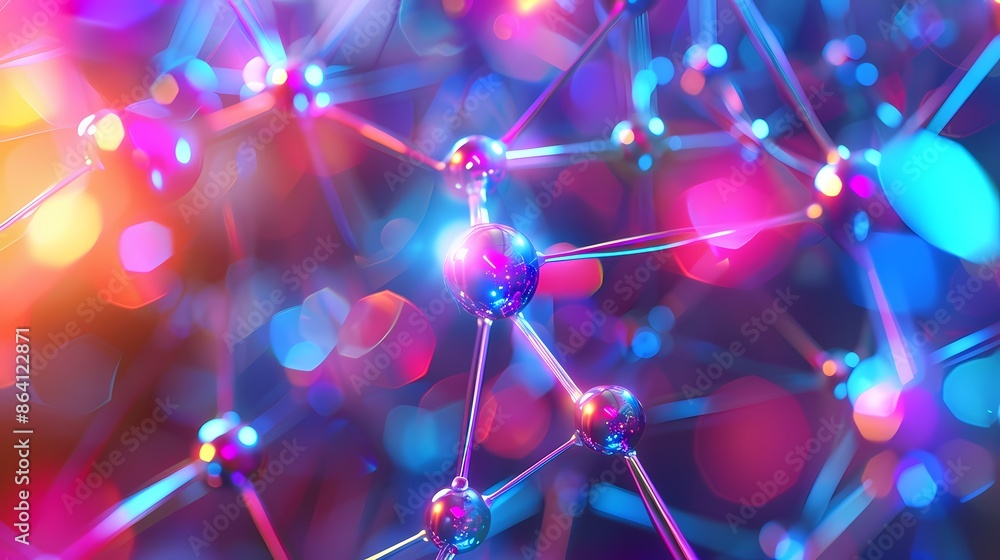 3D abstract background featuring a mesh of interconnected tubes and nodes, with vibrant neon colors and glowing edges, creating a futuristic and high-tech atmosphere 3D abstract background featuring a mesh of interconnected tubes and nodes, with vibrant neon colors and glowing edges, creating a futuristic and high-tech atmosphere