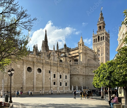 View of the the Giralda (Bell Tower) of the Roman Catholic Cathedral of Saint Mary of the See (Seville Cathedral), UNESCO World Heritage Site, Seville, Andalusia, Spain, Europe photo