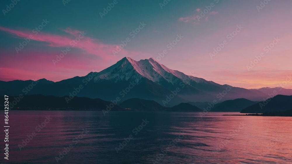 Vaporwave style background, landscape with mountains and sunset, retro background, 80s and 90s. Vaporwave style background, landscape with mountains and sunset, retro background, 80s and 90s.