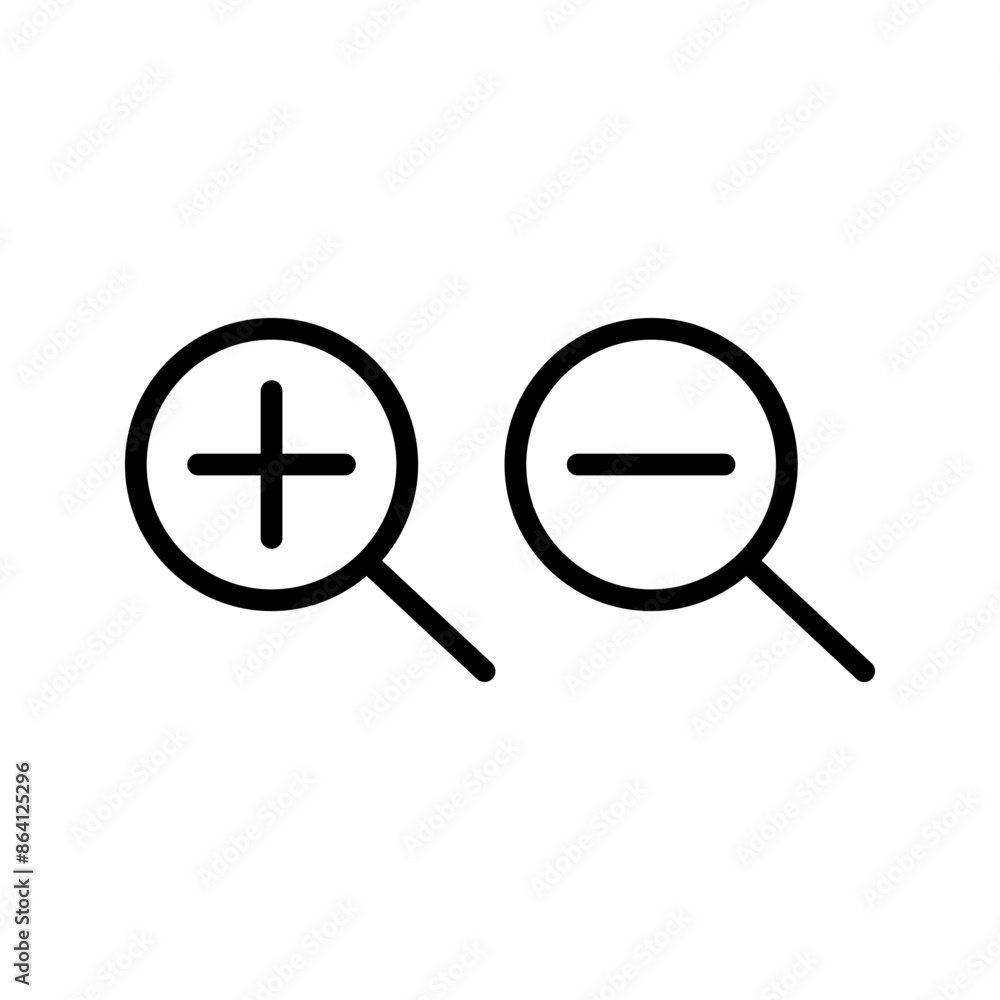 Zoom In and Zoom Out Icons. magnifying glass icons color editable Zoom In and Zoom Out Icons. magnifying glass icons color editable