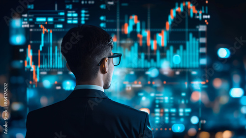 Business investing concept. Entrepreneur who follows stock market investments. Broker who analyzes stock market shares. © Furkan