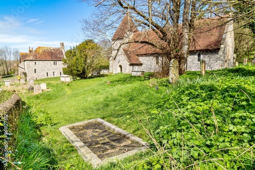 All Saints Church in West Dean, the spire described by John Betjeman as unique in Sussex, Westdean, East Sussex, England, United Kingdom, Europe photo