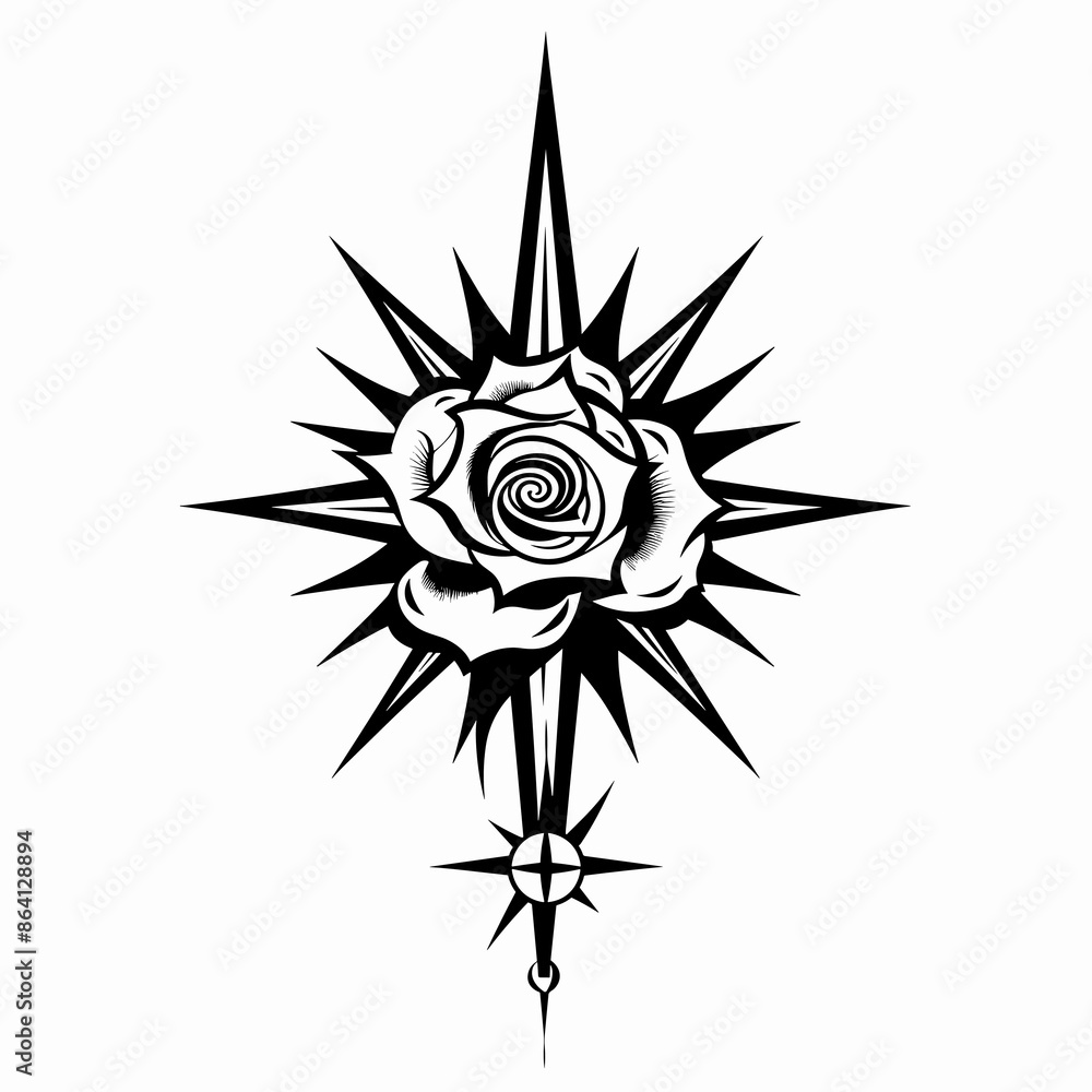 black and white vector illustration in tattoo style - rose on a white background black and white vector illustration in tattoo style - rose on a white background