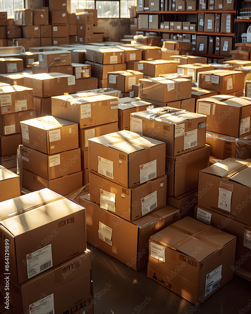 stack of cardboard boxes in warehouse stack of cardboard boxes in warehouse